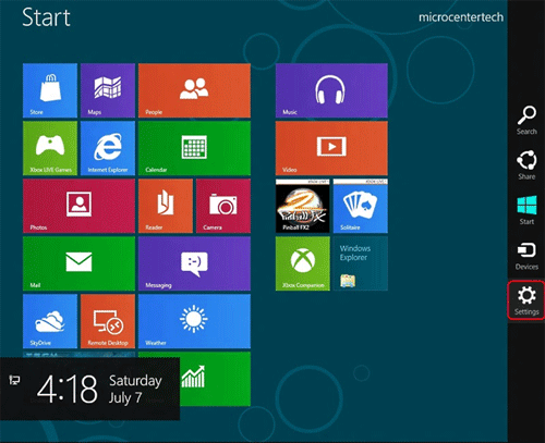 Windows 8 Charms, Settings